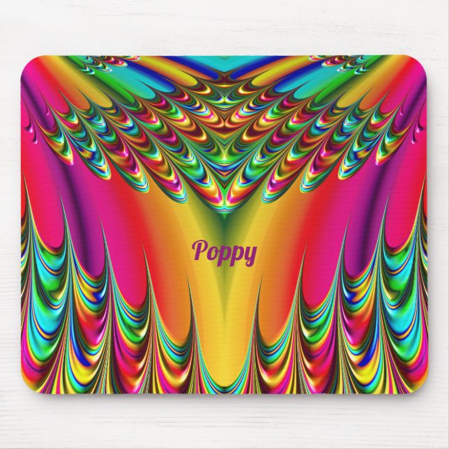 Mousepad POPPY ~ Zany Amarelo-quente, azul, verde e rosa (Frente)
