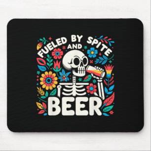 Mousepad Por Calma E Beer Halloween Skeleton Floral