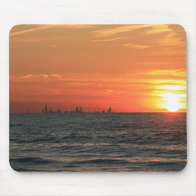 Mousepad Por do sol 1 do Lago Michigan (Frente)