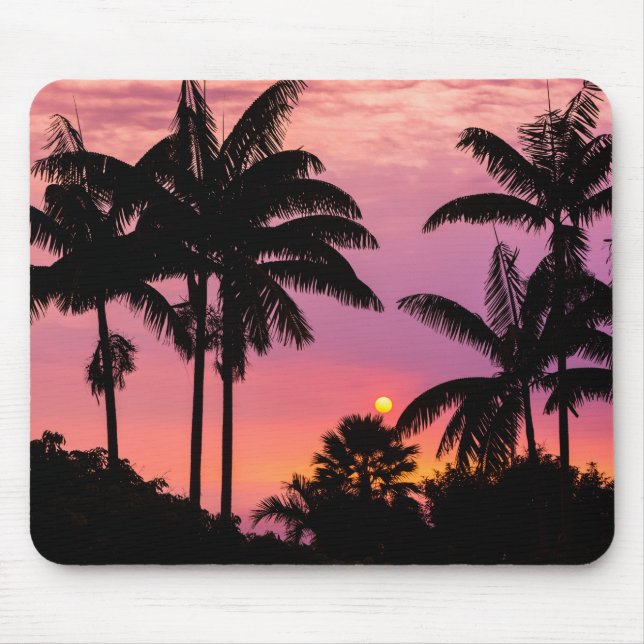 Mousepad Pôr do sol através das palmeiras (Frente)