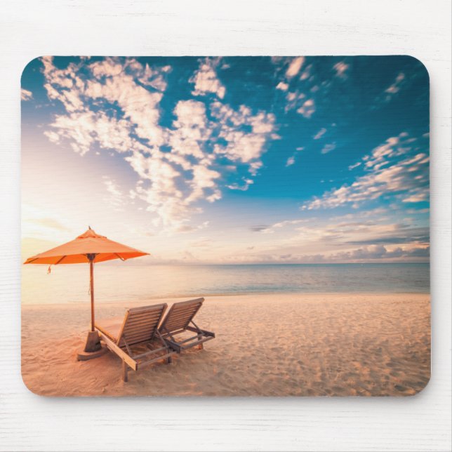Mousepad Por do sol bonito da praia de Maldives (Frente)