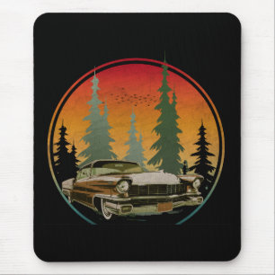 Mousepad Pôr do sol Carro Clássico Vintage Natureza Florest