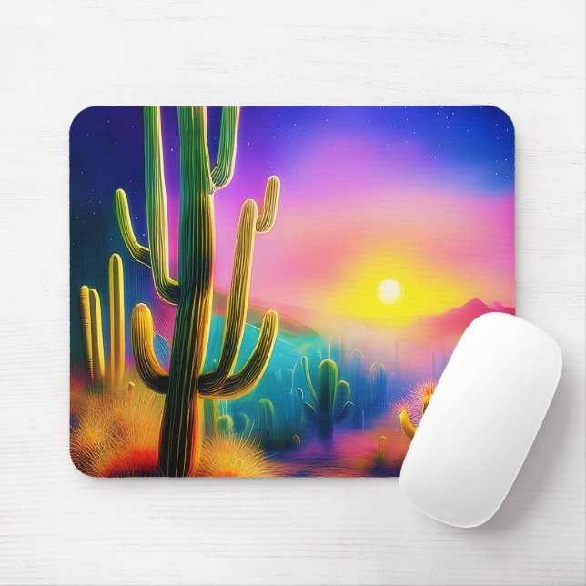 Mousepad Pôr do sol colorido no deserto (Com mouse)