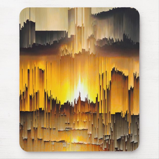 Mousepad Pôr do Sol com Falha Digital Abstrata (Frente)