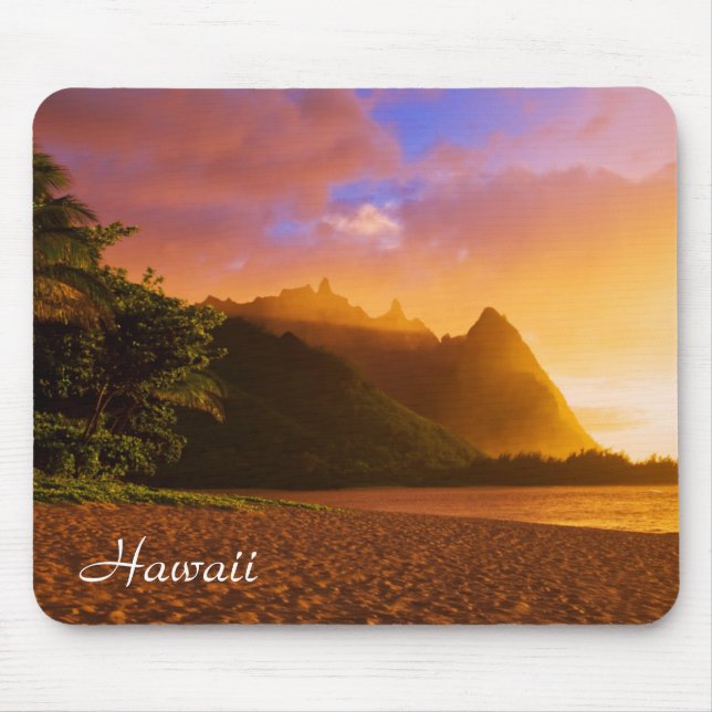 Mousepad pôr do sol da praia do Ouro, Havaí (Frente)