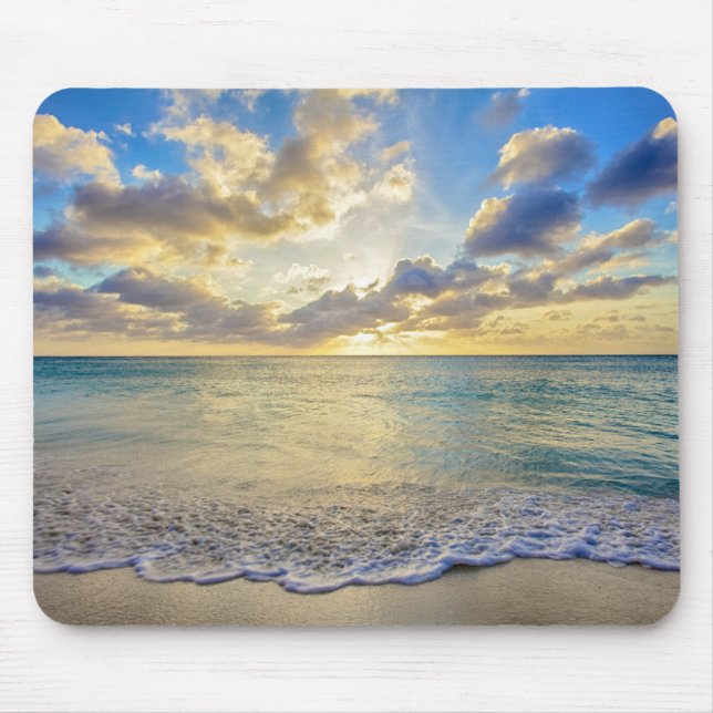 Mousepad Por do sol de Aruba sobre mar movente (Frente)
