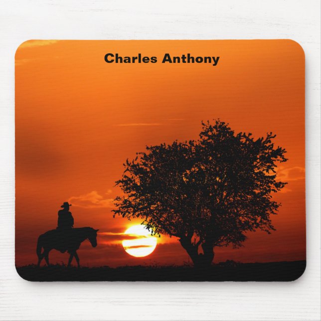 Mousepad Pôr do sol de Cowboy Western  (Frente)