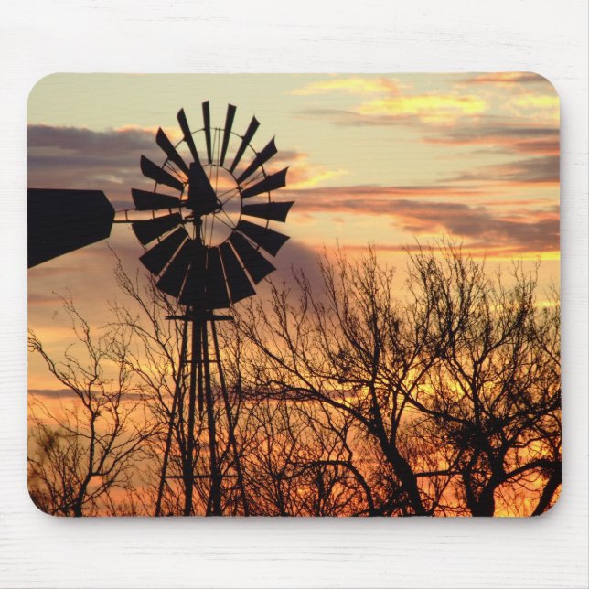 Mousepad Pôr do sol do moinho de vento do Texas (Frente)