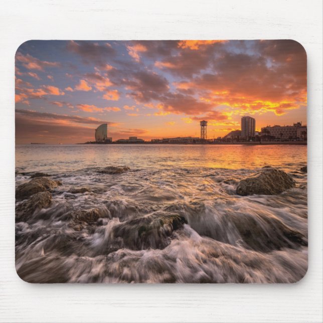 Mousepad Por do sol em Barcelona (Frente)