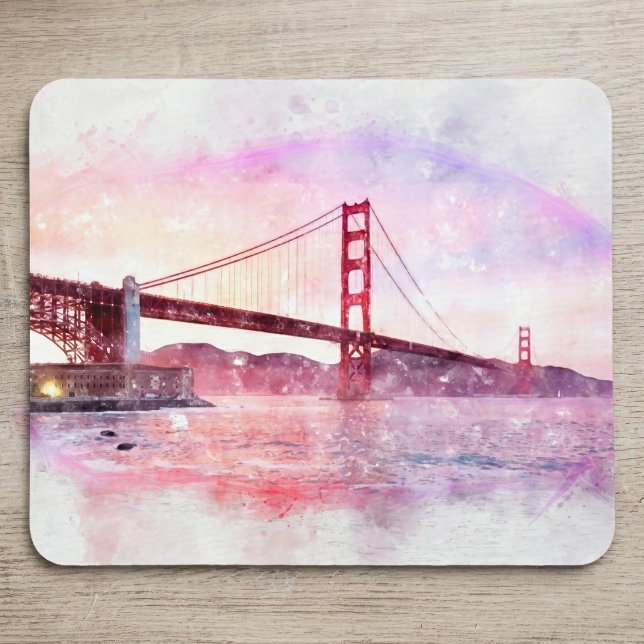 Mousepad Pôr do sol Golden Gate Bridge Pastel em São Franci (Sunset Golden Gate Bridge Pastel in San Francisco. Mouse Pad)