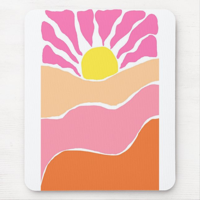 Mousepad Pôr do sol laranja e rosa pálido Boho  (Frente)