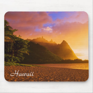 Mousepad Pôr do sol na praia dourada, Havaí
