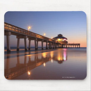 Mousepad Por do sol no cais da pesca, praia de Fort Myers,