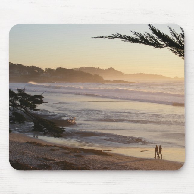 Mousepad Por do sol Peachy da praia de Carmel (Frente)