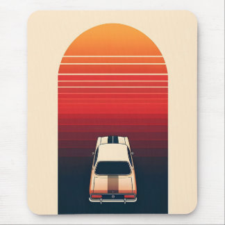Mousepad Pôr do Sol Retro Minimalista Viagem de Carro Antig