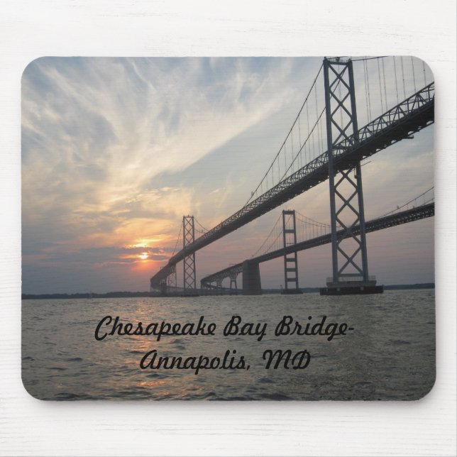 Mousepad Por do sol sobre a ponte da baía de Chesapeake (Frente)