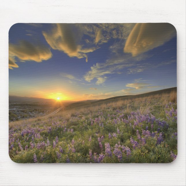 Mousepad Pôr do sol sobre as montanhas Bitterroot e vasto (Frente)
