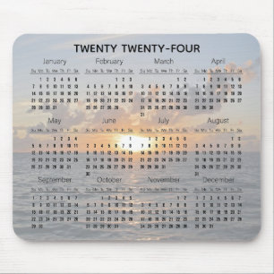 Mousepad Pôr do sol sobre o calendário do Design de 2024 do