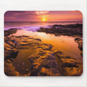 Mousepad Pôr do sol sobre poças de maré, Havaí