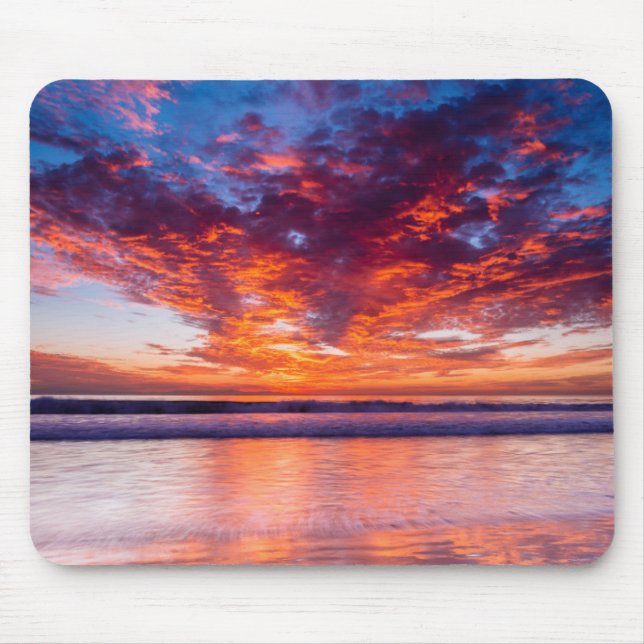 Mousepad Pôr do sol vermelho sobre o mar, Califórnia (Frente)