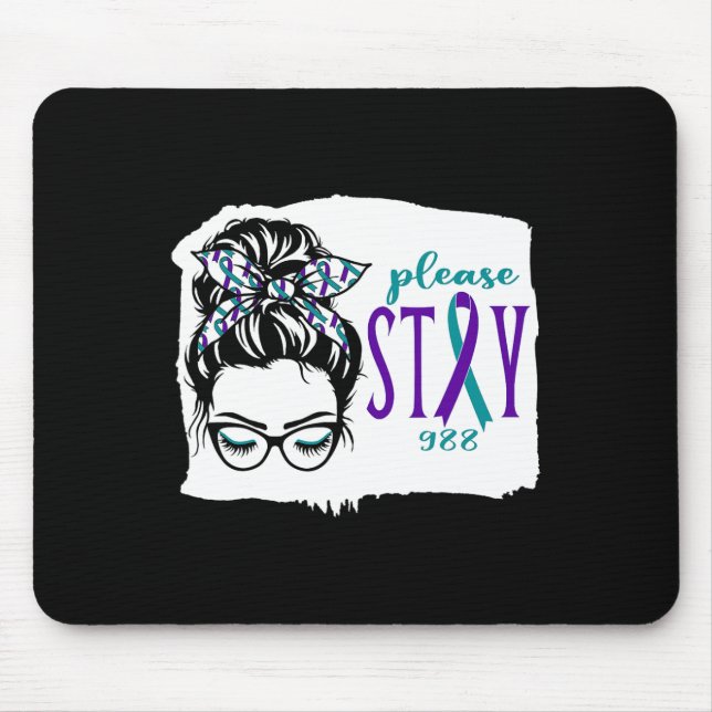Mousepad Por Favor, Mantenha-Se Consciente Do Suicídio 988  (Frente)