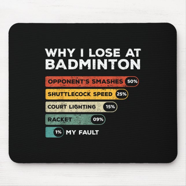 Mousepad Por que eu perco no Badminton Engraçado  (Frente)