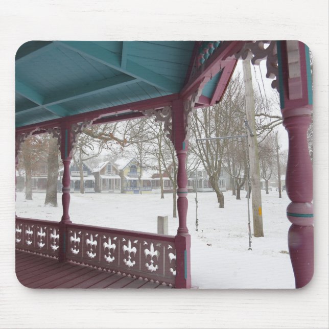Mousepad Porch View em um dia de neve - Martha's Vineyard (Frente)