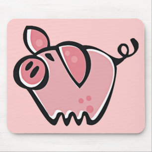 Mousepad Porco bonito do rosa dos desenhos animados