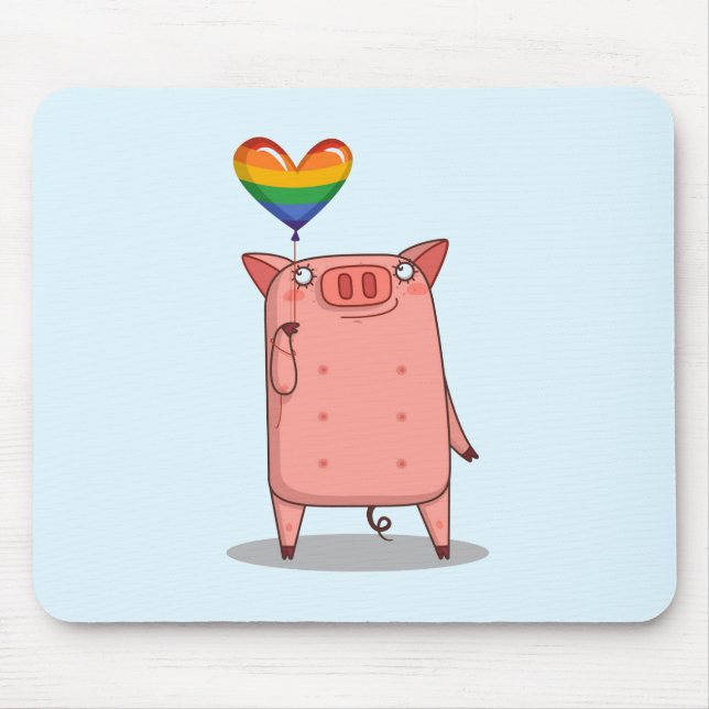Mousepad Porco Com Balão Arco-Íris (Frente)