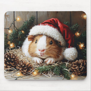 Mousepad Porco-guineense Vestindo um Chapéu Santa
