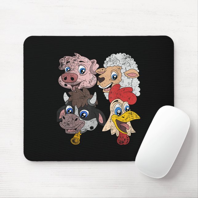 Mousepad Porco Ovelino Galinha Bebês Crianças Engraçadas Sq (Com mouse)