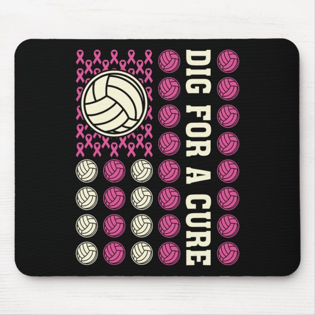 Mousepad Porco Para Cancer De Voleibol Rosa De Fita Cura (Frente)