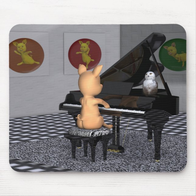 Mousepad Porco Tocando Grande Piano (Frente)