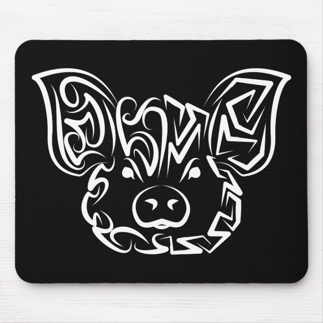Mousepad Porco Tribal Negro e Branco (Frente)