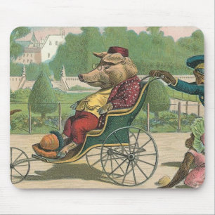 Mousepad "Porco vintage de uma cadeira de rodas"