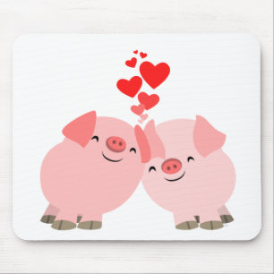 Mousepad Porcos bonitos dos desenhos animados no amor