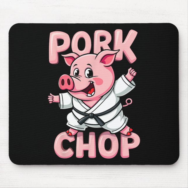 Mousepad Pork Chop Funny Karate Pig Martial  (Frente)