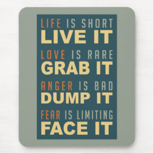 Mousepad Porta-bocas com Aviso de Vida Motivacional