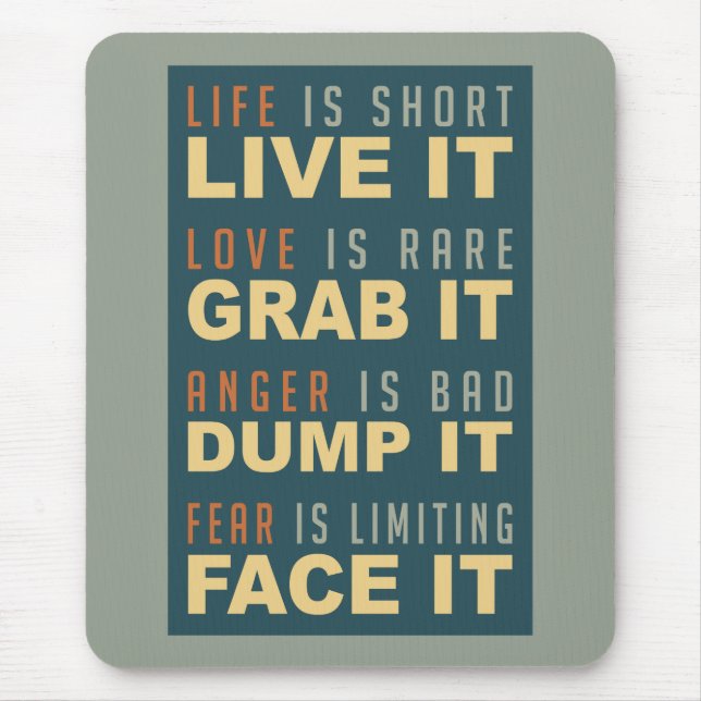Mousepad Porta-bocas com Aviso de Vida Motivacional (Frente)