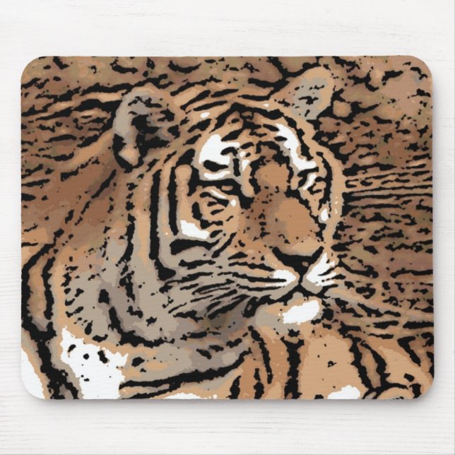 Mousepad Porta-bocas de tigre selvagem artístico (Frente)