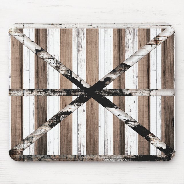Mousepad Porta de Celeiro Rústica Multi Madeira Branco e Ma (Frente)