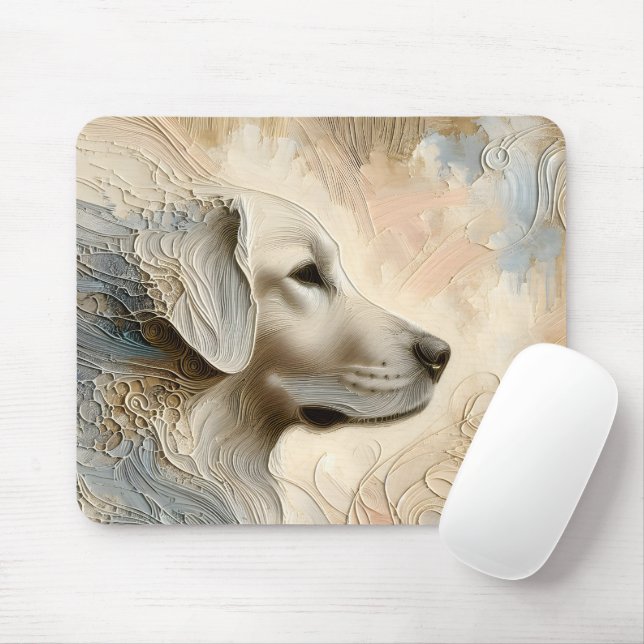 Mousepad Porta de Tinta Encáustica de um Retriever de Ouro (Com mouse)