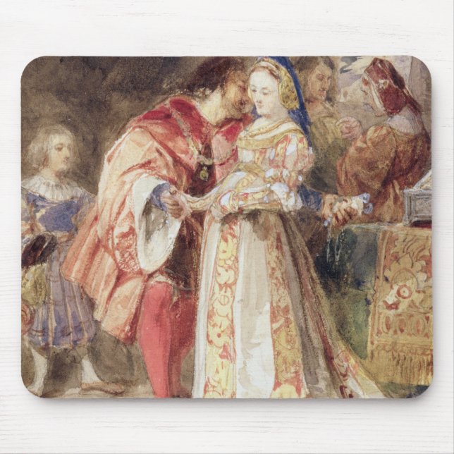 Mousepad Portia e Bassanio, c.1826 (w/c, tinta marrom, (Frente)