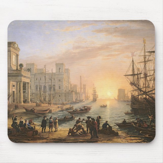 Mousepad Porto marítimo no por do sol, 1639 (Frente)