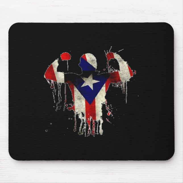 Mousepad Porto Rico Boxando Luvas Boxeo Camisa Ropa Uni (Frente)