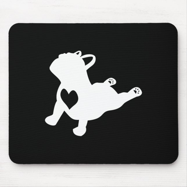Mousepad Pose de Yoga Bulldog Com Coração de Amor Presente  (Frente)