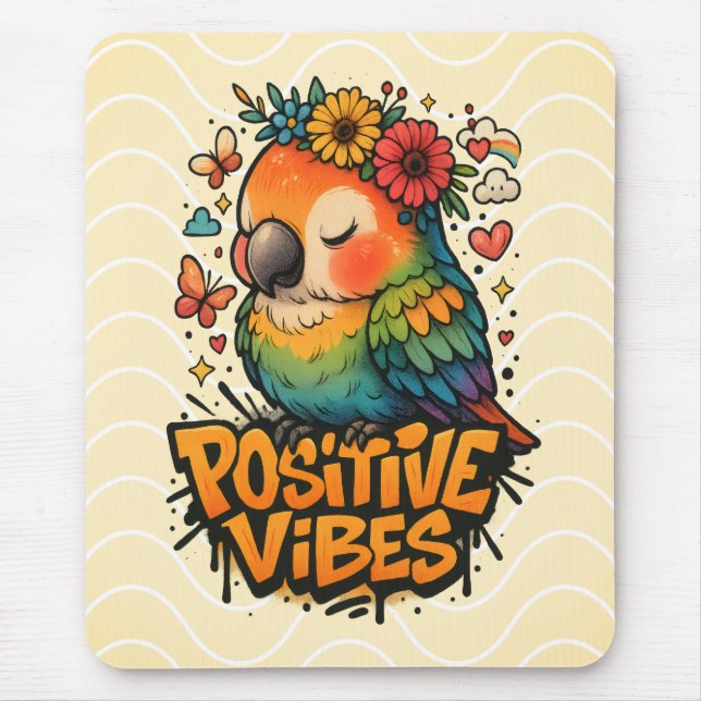 Mousepad “Positive Vibes” Parrot (Frente)
