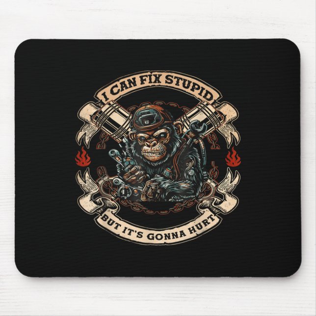 Mousepad Posso consertar o Stud, mas vai doer o macaco (Frente)