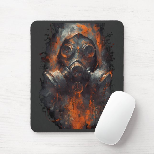 Mousepad Post Apocalyptic Gas Mask Toxic Grunge (Com mouse)