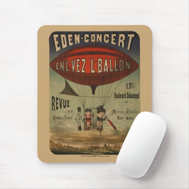 Mousepad Poster de Circo Francês De Dois Artistas Em Avião (Com mouse)